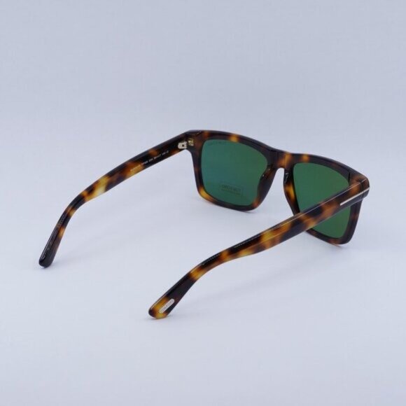 Tom Ford FT0906 53N Buckley02 Sunglasses Havana Square Frame, Green Lenses - Picture 9 of 10